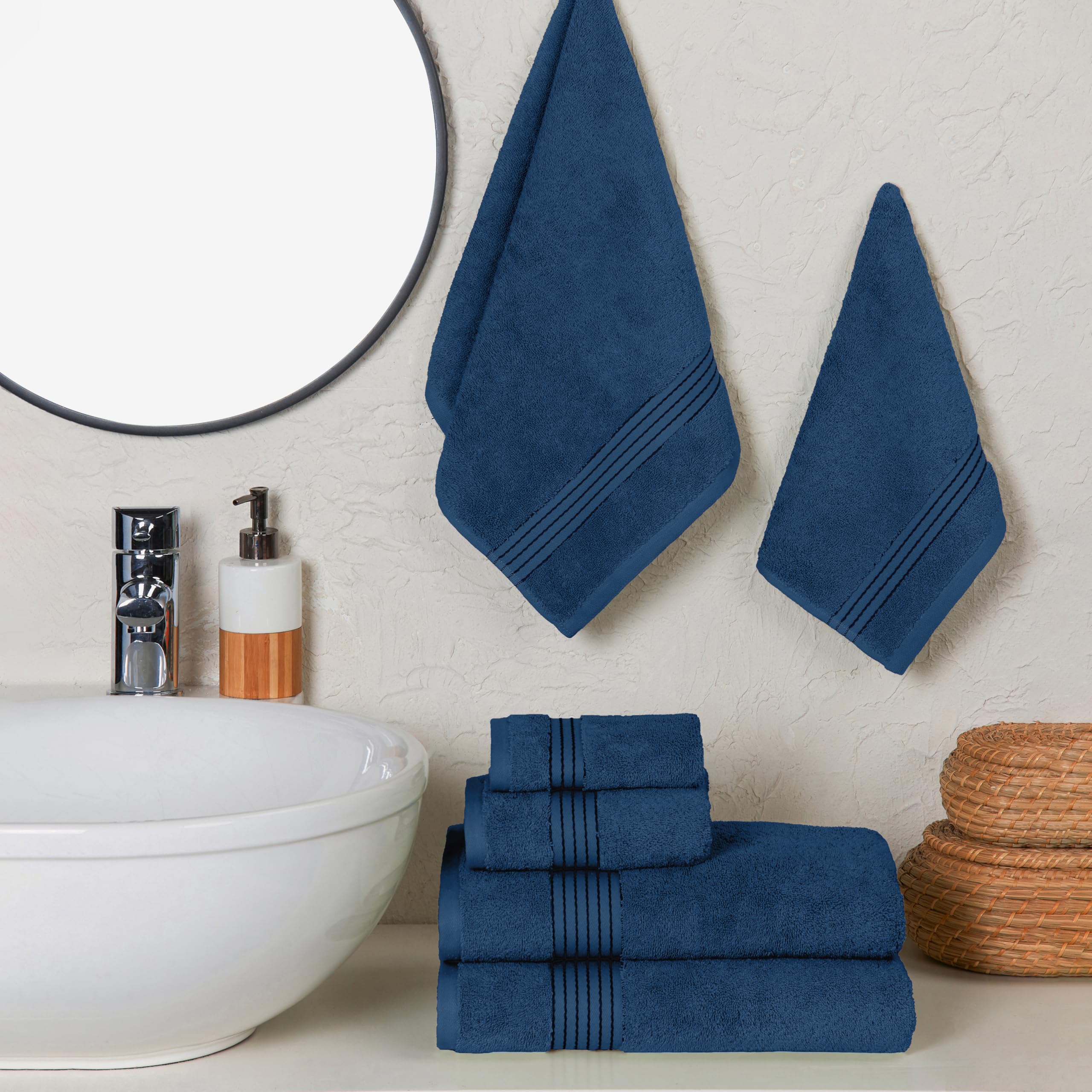 Elegant Comfort Set di 6 asciugamani in cotone di alta qualità, include 2 salviette, 2 asciugamani per le mani e 2 teli da bagno, 100% cotone turco, asciugamani altamente assorbenti e super morbidi,