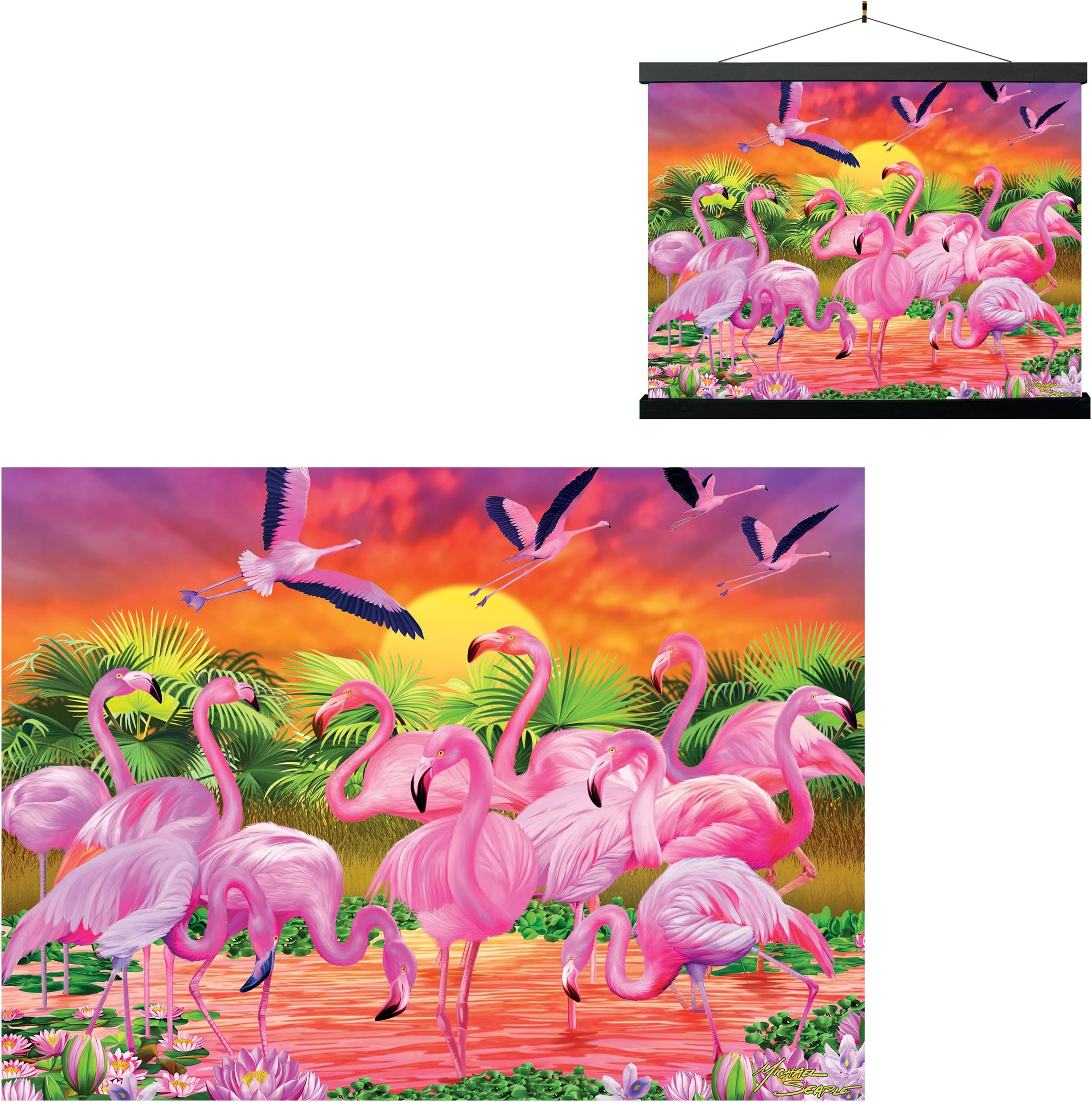 3D LiveLife Lenticular Wall Art Prints - Flamingo Lingo from Deluxebase. Unframed 3D Wild Animal Poster. A perfect wall filler. Original artwork licensed from renowned artist, Michael Searle