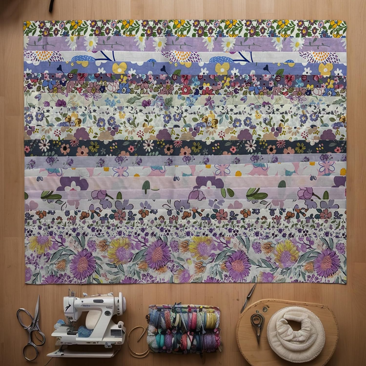 Pre-Cut Floral Cotton Quilting Fabric Strips, 40 Piece Bundle- 2.5x19.68 Inch Jelly Roll for Sewing, Crafts image 5