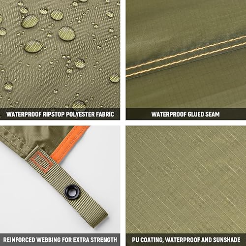 Miniatura 4 de Lona impermeable para acampar de 10 x 10 pies, tienda de campaña de supervivencia, para mochileros, lona portátil, multifuncional, refugio anti-UV