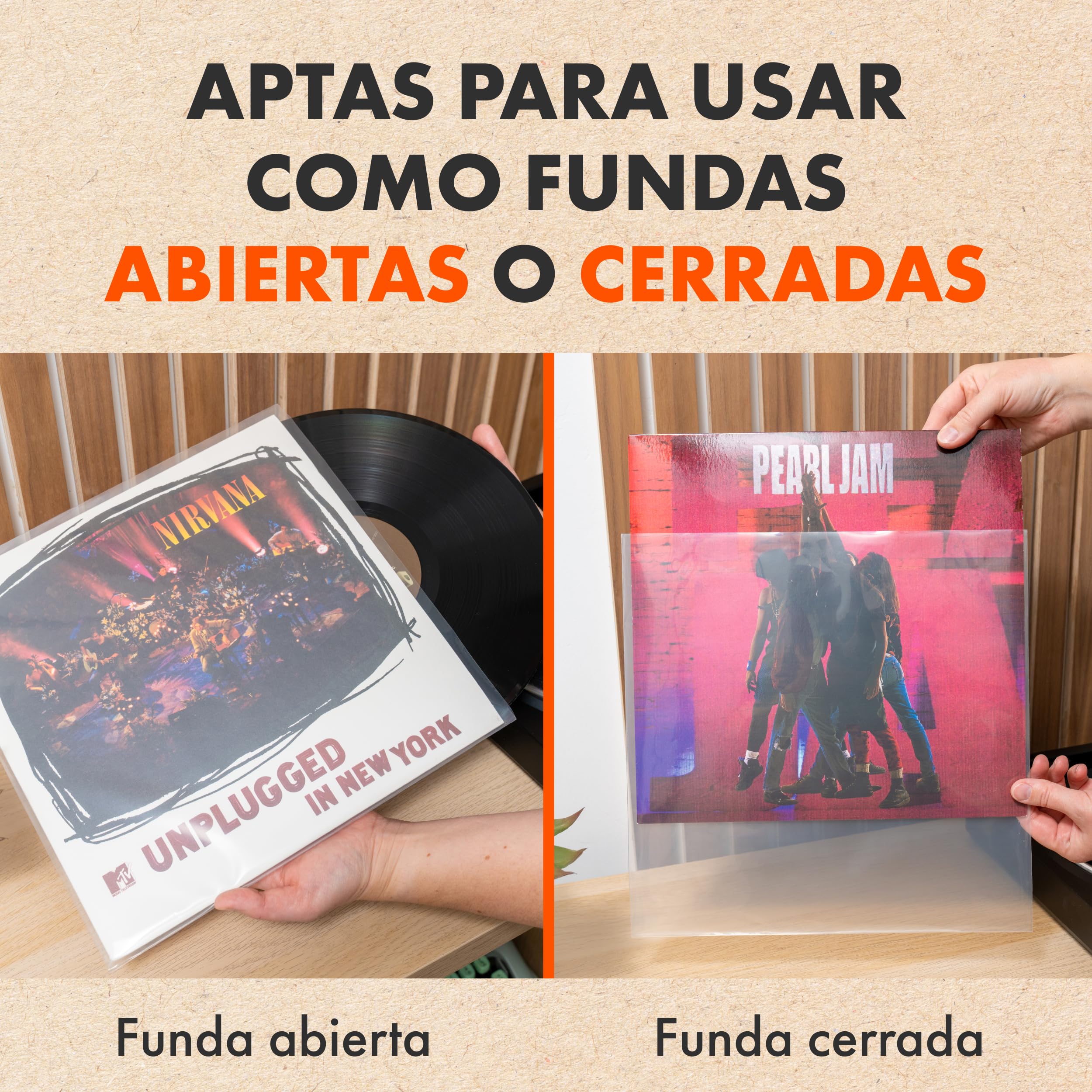 Spincare 100x Fundas Exteriores 12 Pulgadas con protección UV para vinilos | Density Funda Protectora para LP Simple y Doble álbum | Polietileno Resistente para Almacenamiento de Discos