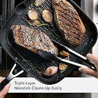 Vista 4 de KitchenAid 84808 Hard Anodized Nonstick Square Grill Pan/Griddle with Pour Spouts, 11.25 Inch - Onyx Black