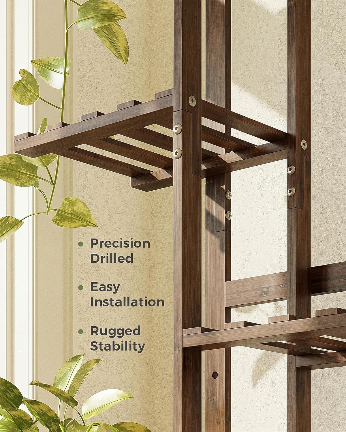 Bamworld Bamboo Plant Stand Indoor 7 Tiered Plant Shelf Outdoor Corner Plant Rack for Multiple Plants Flower Stand Plant Holder for Living Room Bedroom Balcony Patio Garden 55 Inch Tea Brown