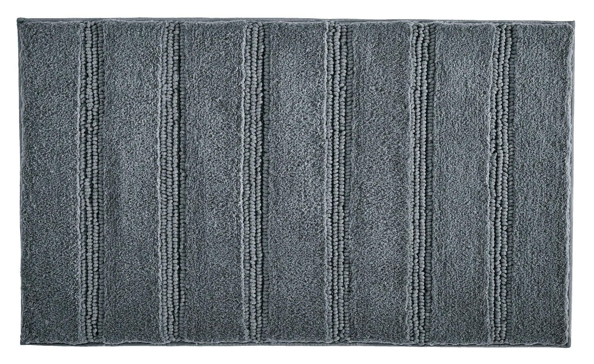 Kleine Wolke Badteppich Monrovia Schiefer 70 x 120 cm | OEKO-TEX zertifiziert, rutschhemmende Unterseite, für Fußbodenheizung, maschinenwaschbar, 100% Polyester