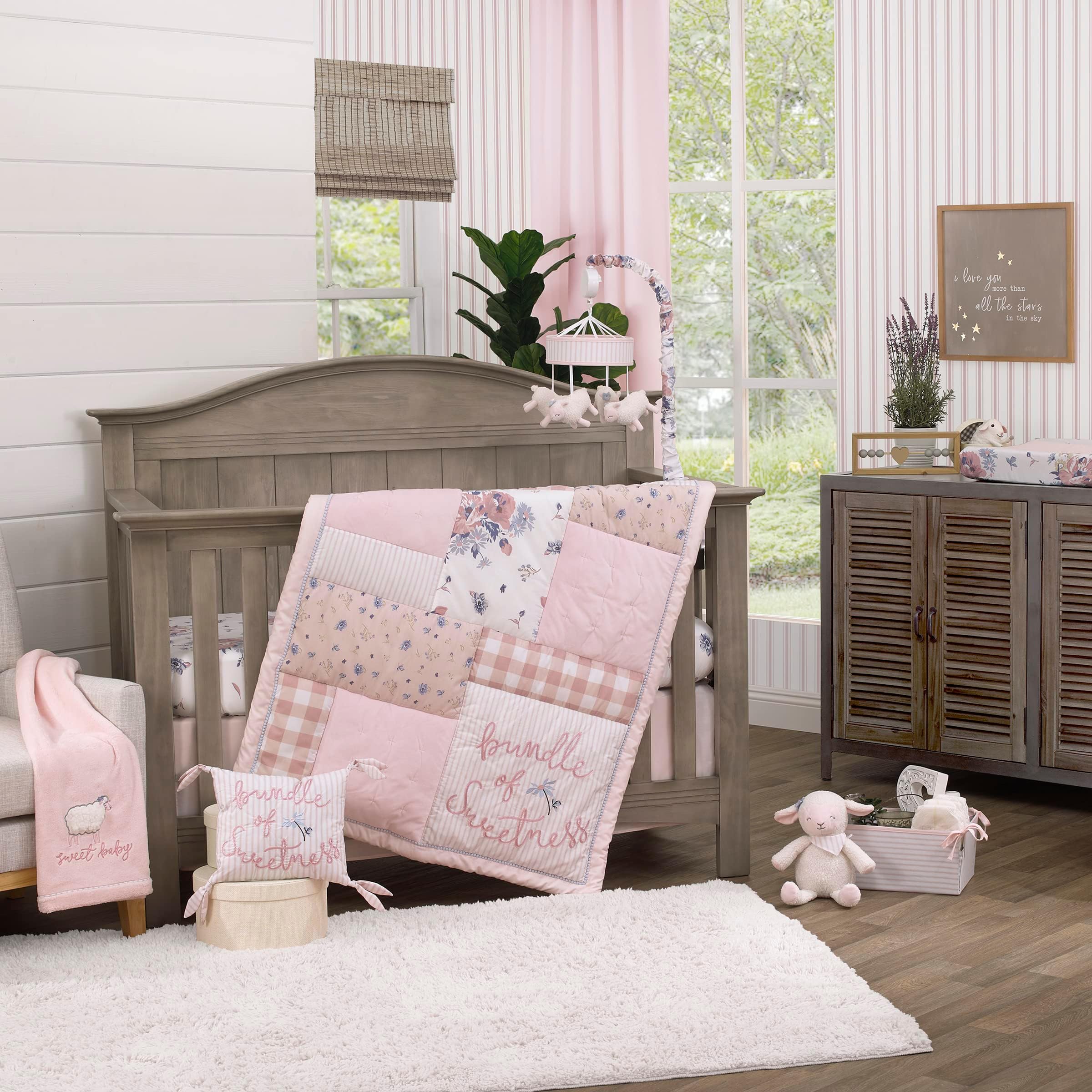 Amazon.com : NoJo Farmhouse Chic Pink Gingham, and Velvet 'Bundle of