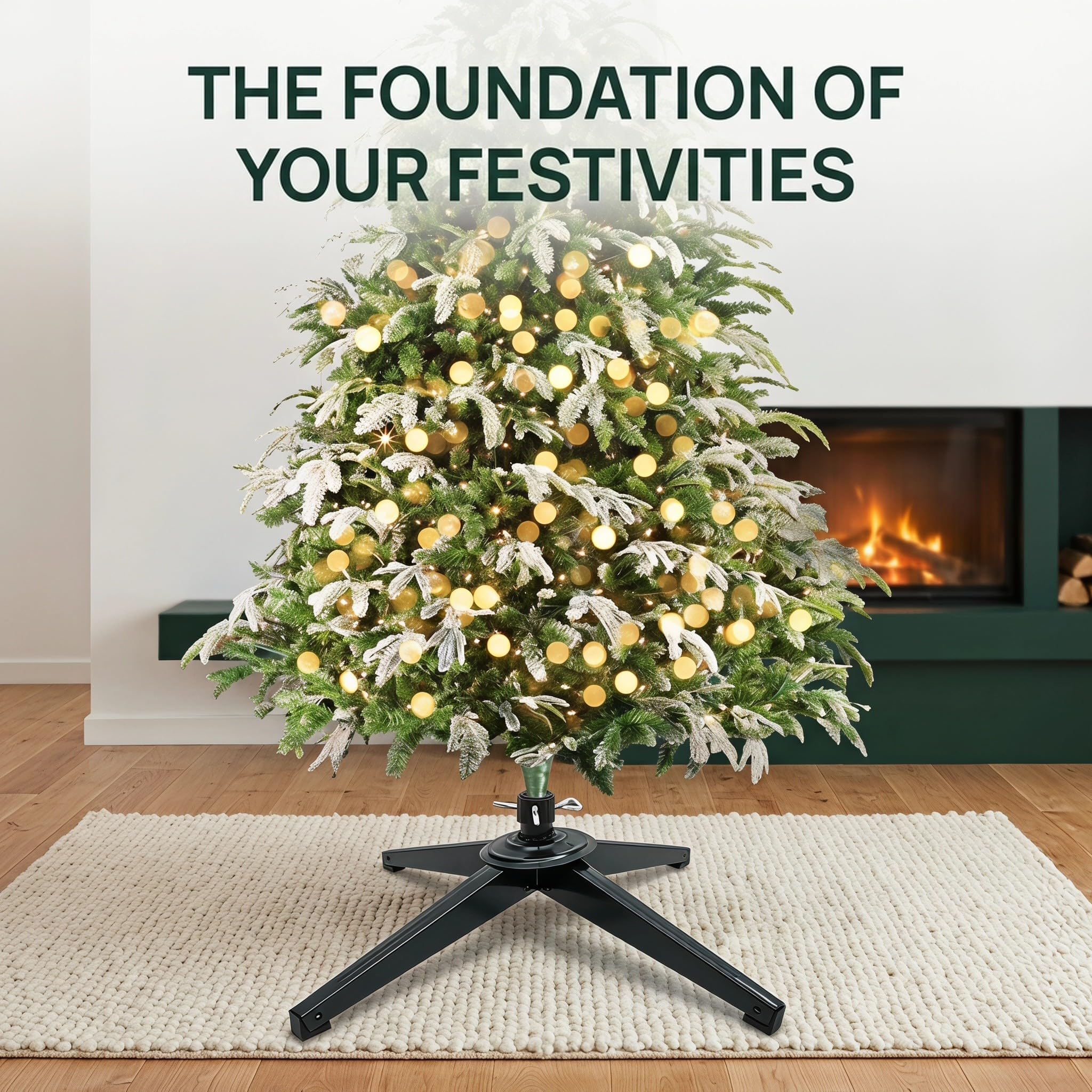 OUNONA Soporte metálico para árbol de Navidad, Base de Repuesto de 63,5 cm (25 Pulgadas), Base Plegable para árbol de Navidad Artificial o Planta Falsa, Compatible con Postes de 3,2 cm (1,26