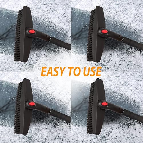 Miniatura 5 de Zone Tech Kit de cepillo de nieve 3 en 1 con cabezales reemplazables y raspador eléctrico de nieve para automóviles