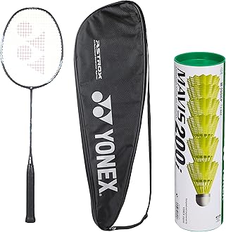 Nylon Badminton Racquet Astrox Lite 27I (G4, 77 Grams, 30 Lbs Tension)& Mavis 200I ,,, Multicolor