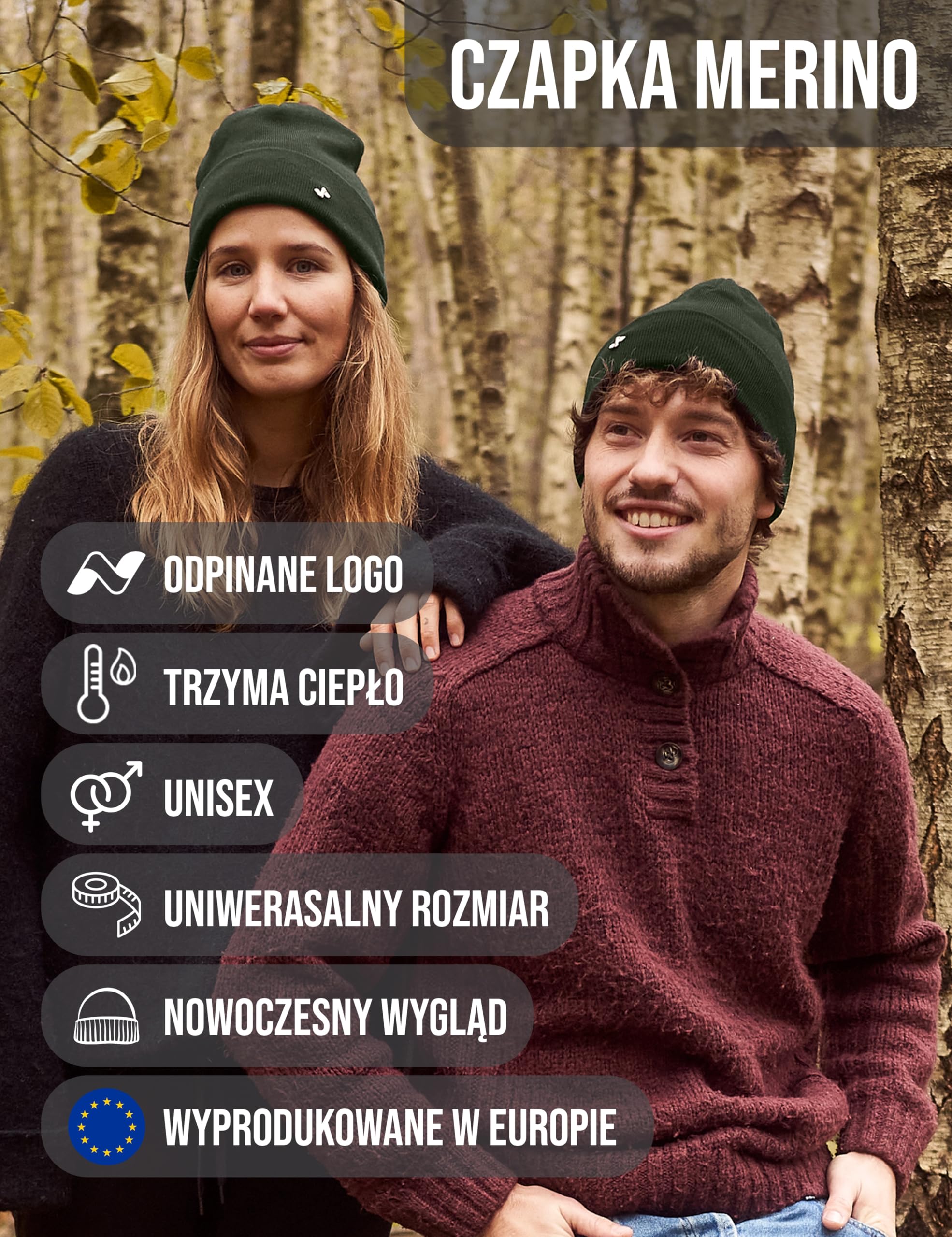 Czapka NYTTED® Merino wykonana w 100% z wełny merynosowej dla kobiet i mężczyzn – miękka i ciepła – czapka merynosowa/czapka zimowa/czapka wełniana/czapka dzianinowa