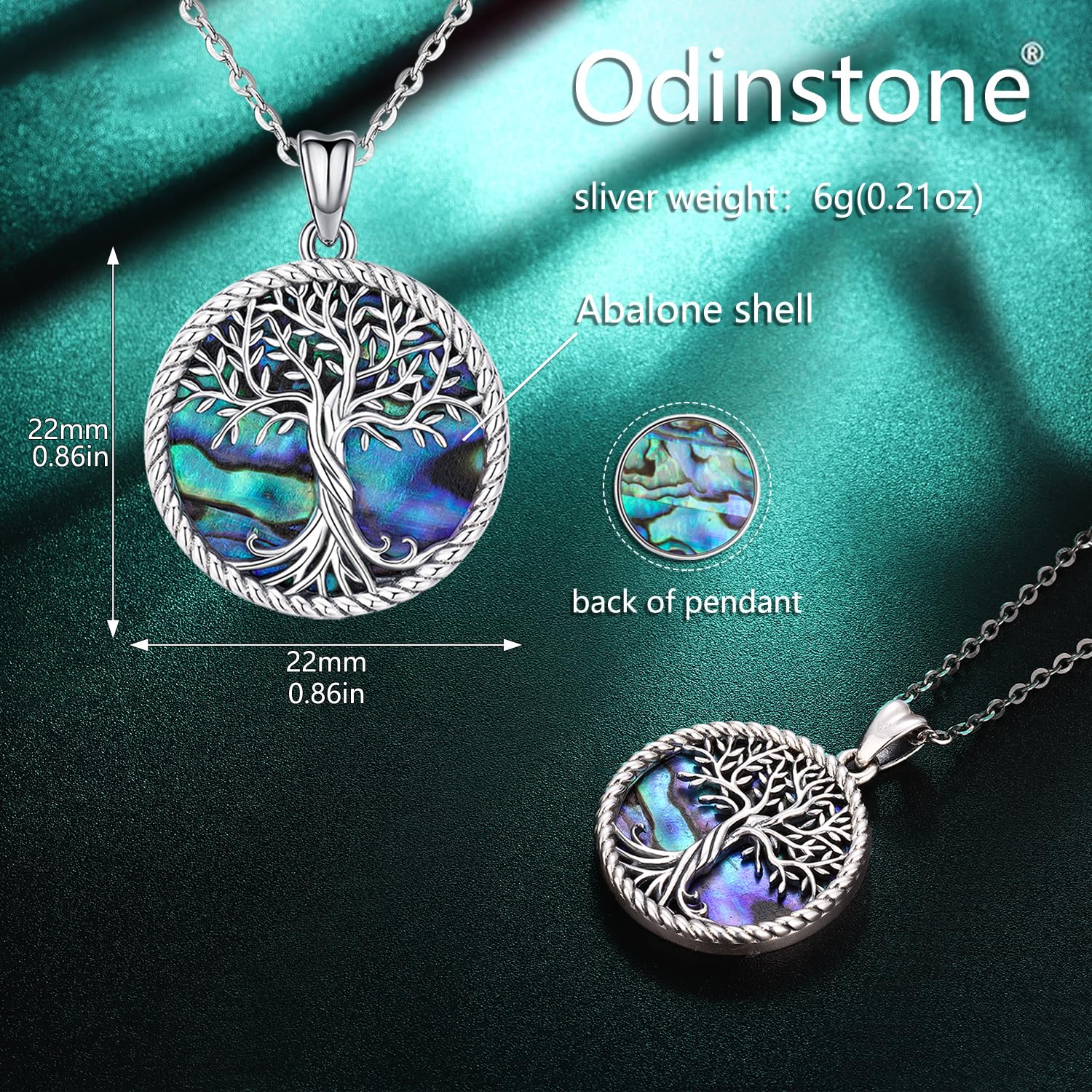 Odinstone Lebensbaum Kette 925 Silber Herz Baum des Lebens Anhänger Mutter Kind Familie Halskette Schmuck für Damen Frauen Geschenke für Mama Sohn Tochter