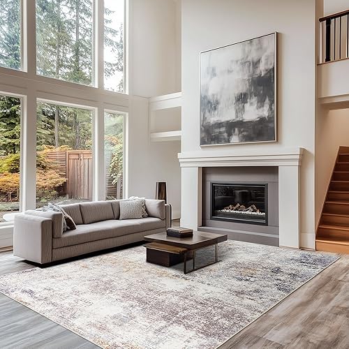 8x10 Living Room Bedroom Rugs Large Modern Abstract Area Rug Machine Washable Bl