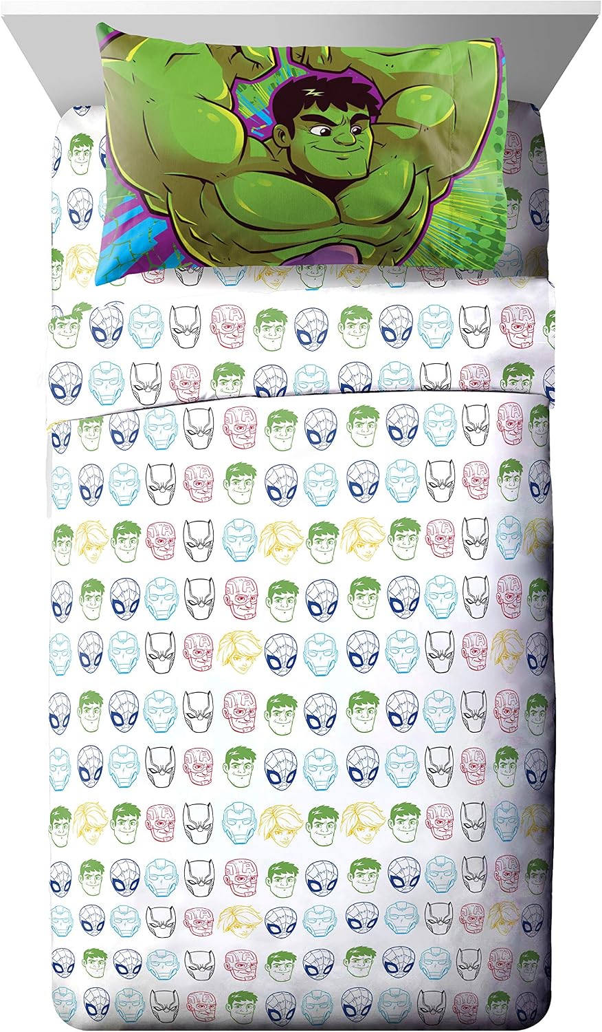 Jay Franco Marvel Super Hero Adventures Hulk Out 4 Piece Twin Bed Set - Includes Reversible Comforter & Sheet Set Bedding - Super Soft Fade Resistant Microfiber (Official Marvel Product)