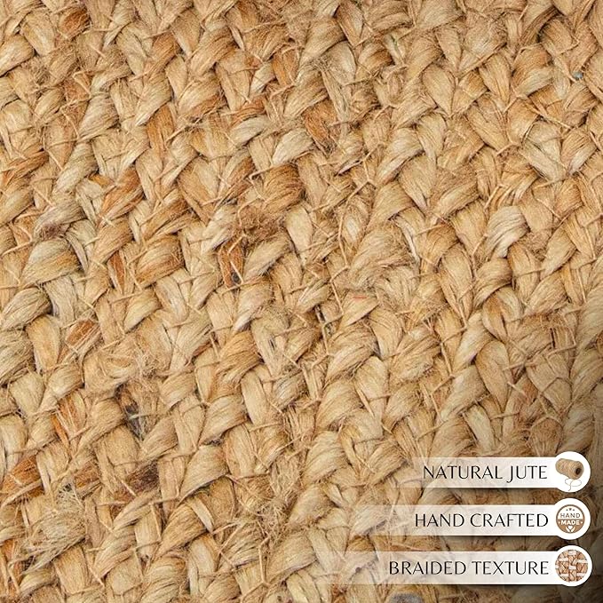 Tapete Redondo de Yute Tejido a Mano 4 pies Natural Ramanta Home miniatura 6