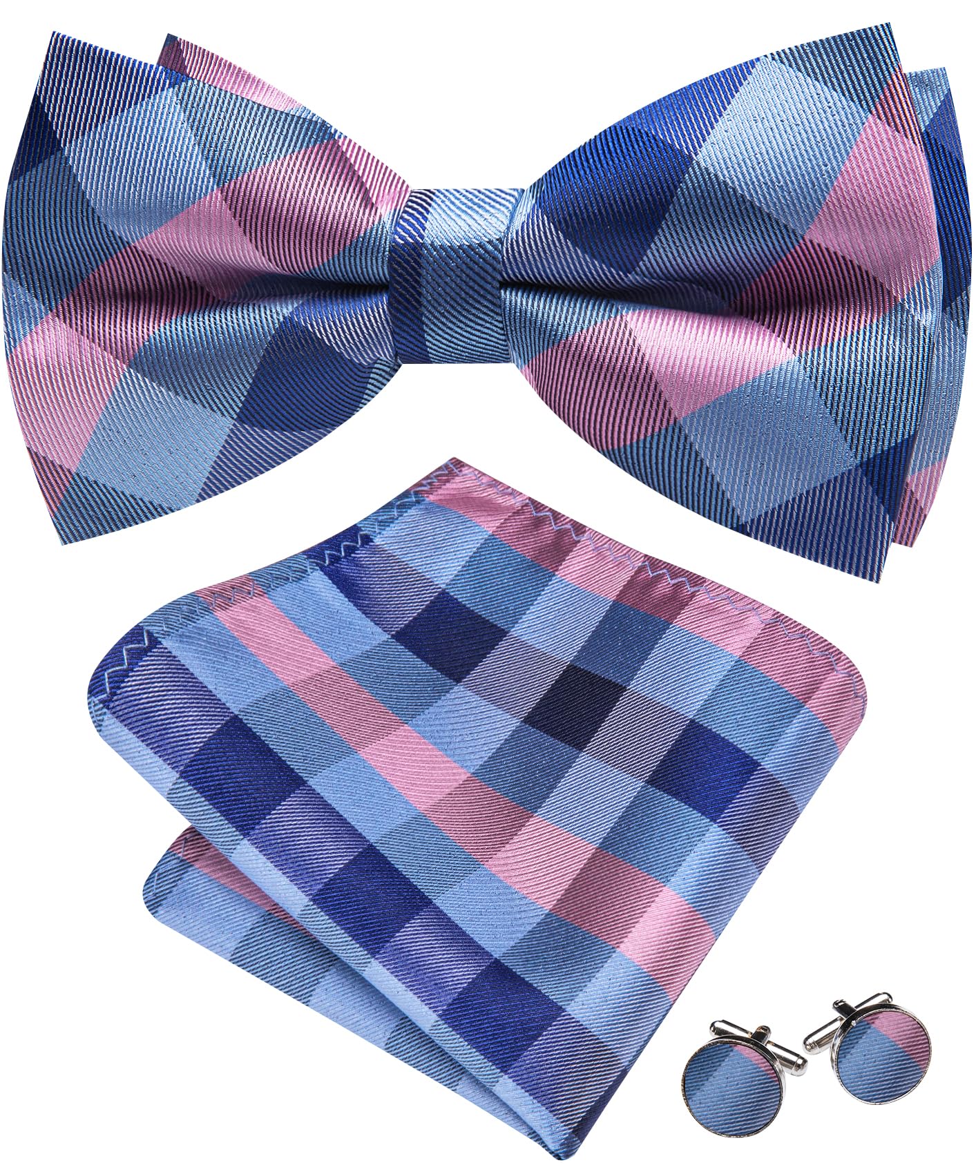 Barry.Wang Paisley Striped Bow Tie for Men Silk Pre-Tied Bowtie Set