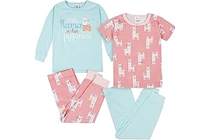 Baby Girls' Toddler Snug Fit 4-Piece Pajama Set