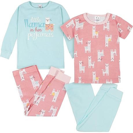 Baby Girls' Toddler Snug Fit 4-Piece Pajama Set