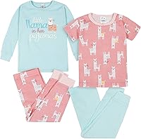 Gerber 4-Piece Boys Dino Snug Fit Cotton Pajama Set - Soft, Safe Sleep PJs for Toddlers