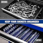 WORKPRO Socket Organizer Set, 4-Piece Socket Holder, 1/4", 3/8", 1/2" Drive Metric Socket Trays, Socket Organizer for Tool Box Drawer, Socket Storage Holds 94 Pieces (Socket not Included)