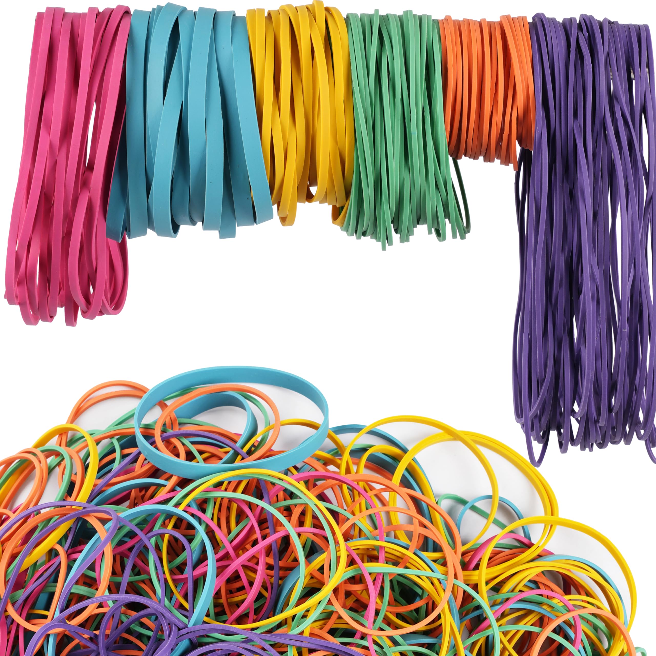 AMUU Bandas de goma de varios tamaños, multicolor, 0.45 libras, talla #16, talla 19, talla 33, talla 64, talla 117, talla 4.8 pulgadas
