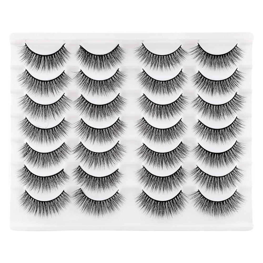 Newcally Lashes False Eyelashes Natural Wispy Light Volume Faux Mink Lashes 14 Pairs Pack