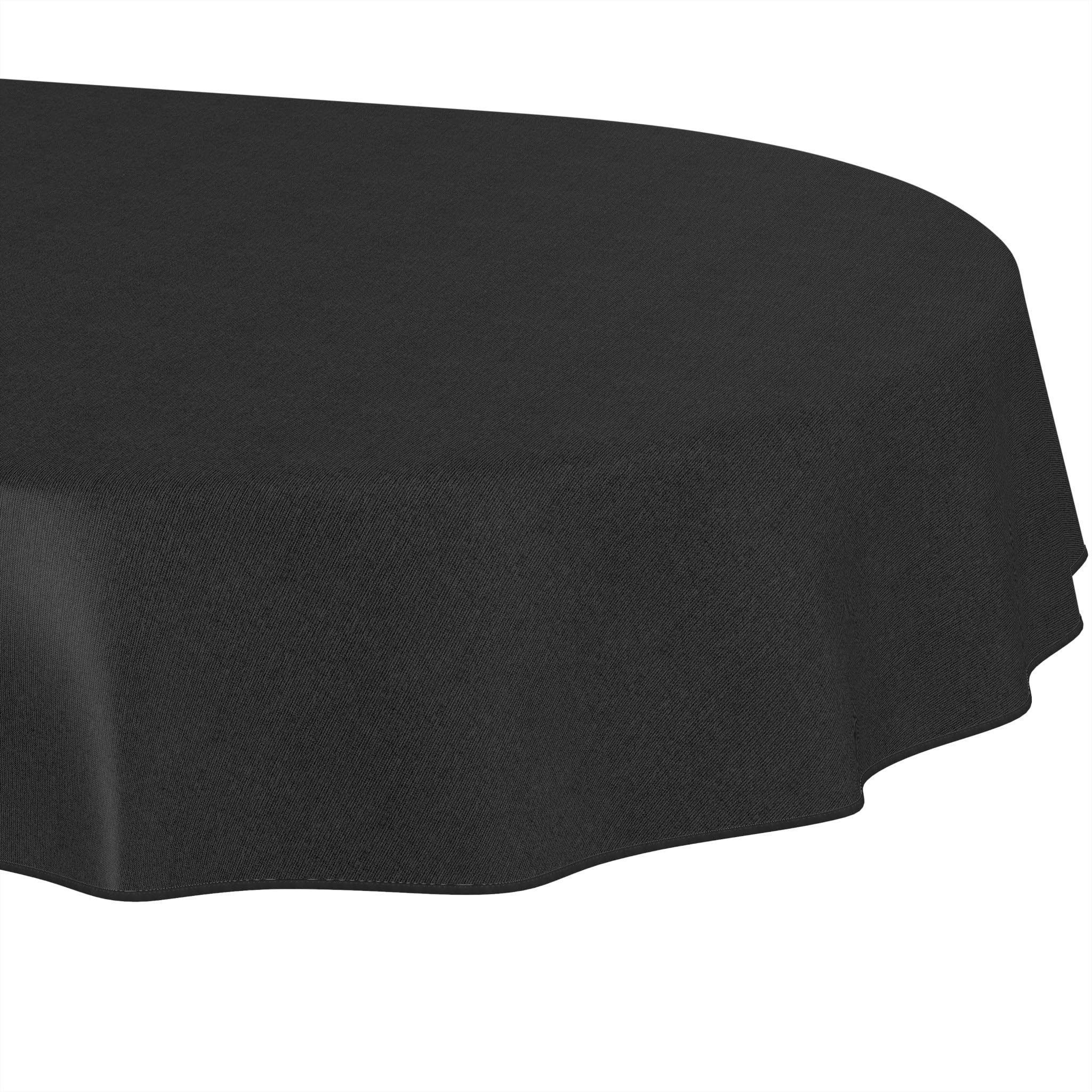 ANRO Washable Tablecloth Anthracite Linen Look Oval 180 x 140 cm - Garden Tablecloth Indoor Outdoor Water-Repellent Dirt-Repellent Easy Care with Hem