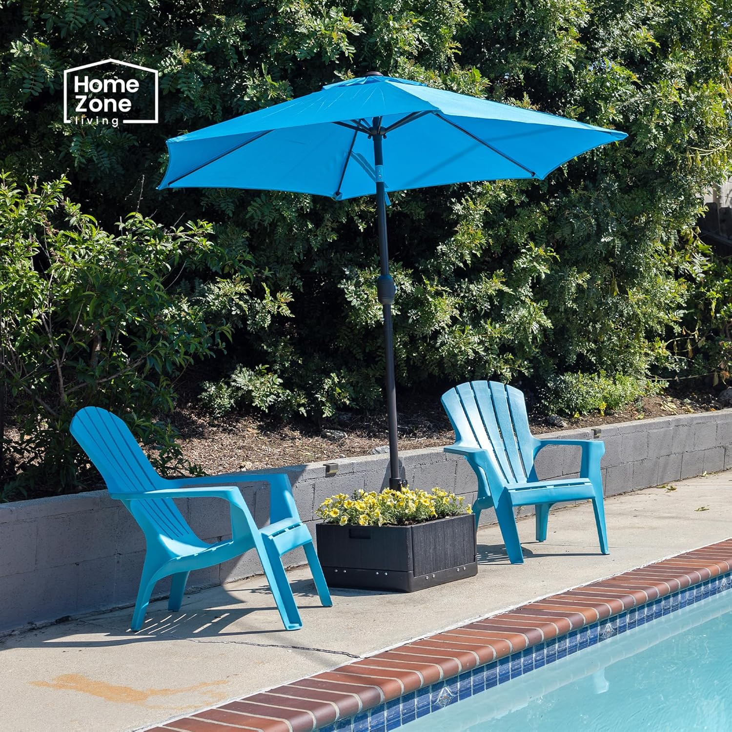 Home Zone Living 119lbs 21" Square Heavy Duty Planter Umbrella Base w/Rolling Wheels & Water Weight Bag for Patio Pool Backyard, Convertible as Table or Planting Box, Supports Up to 11 Ft Umbrella