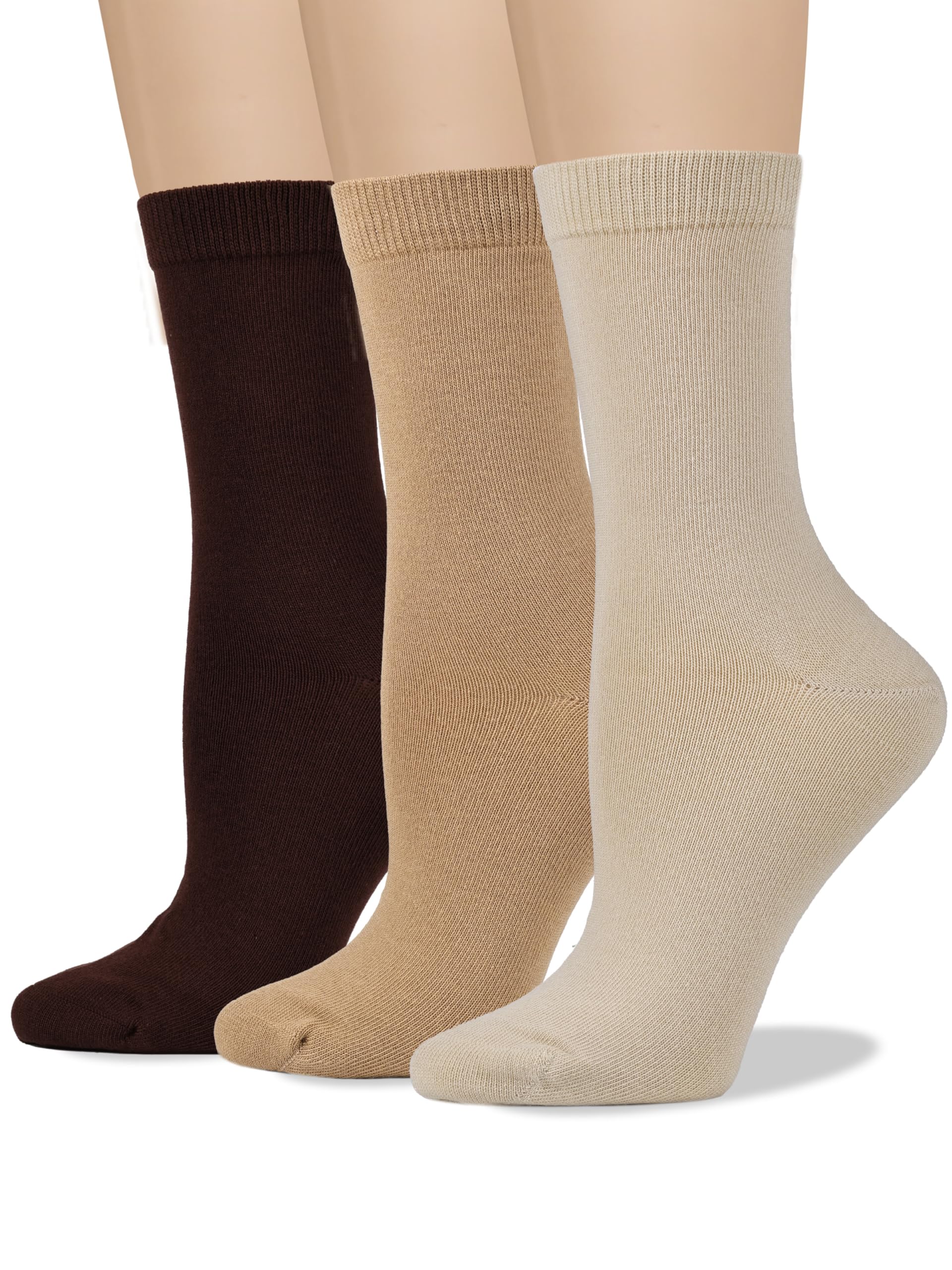 COTTON DAY Women's Soft Combed Cotton Socks Seamless Toe Black White Navy