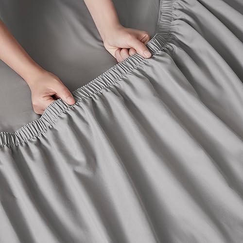 Miniatura 5 de Linen Closet Juego de sábanas tamaño Queen 100% algodón orgánico, 4 piezas, tejido de percal suave, fresco, suave y duradero, transpirable,