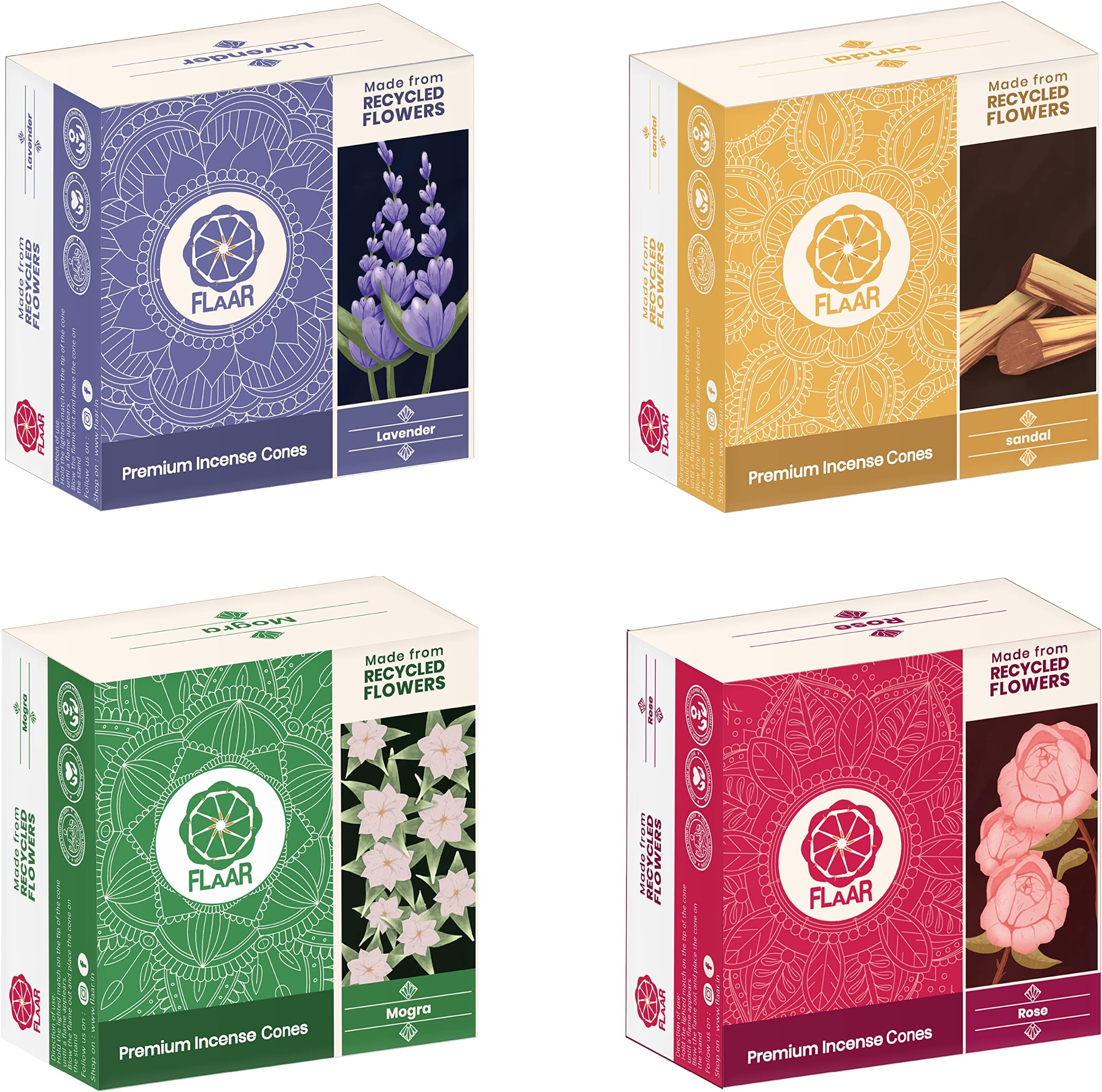 Phool Pack of 2 Natural Incense Cones, Meditation Pack (80 Organic