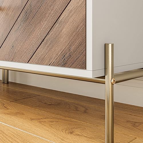 Miniatura 6 de BELLEZE Juego de 2 aparadores tipo bufé con puertas y estantes ajustables, armario de almacenamiento de cocina, armario de acento moderno para