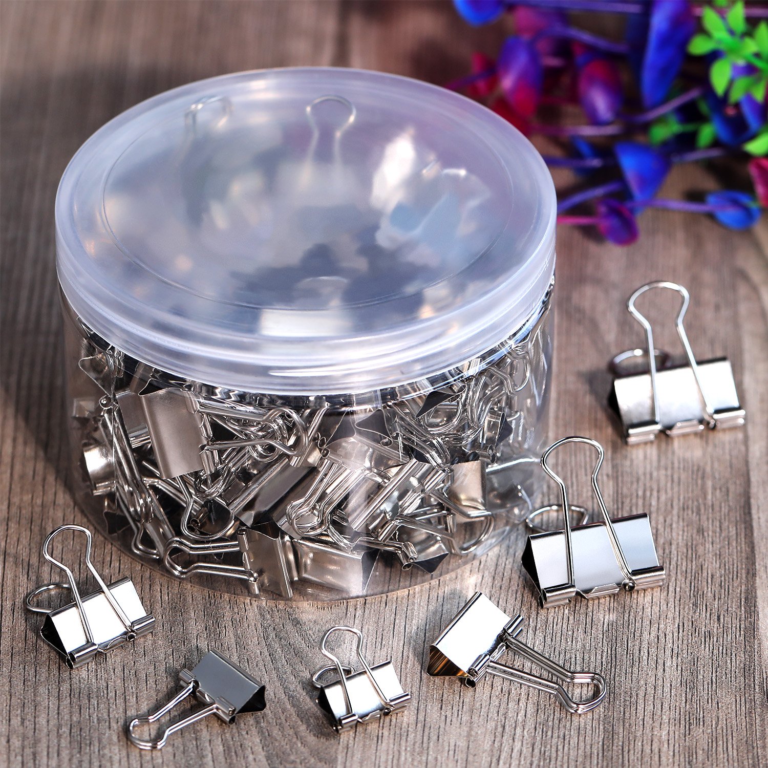TecUnite 150 Stück Binder Clips Papierklemm Clips Verschiedene Größen Silber