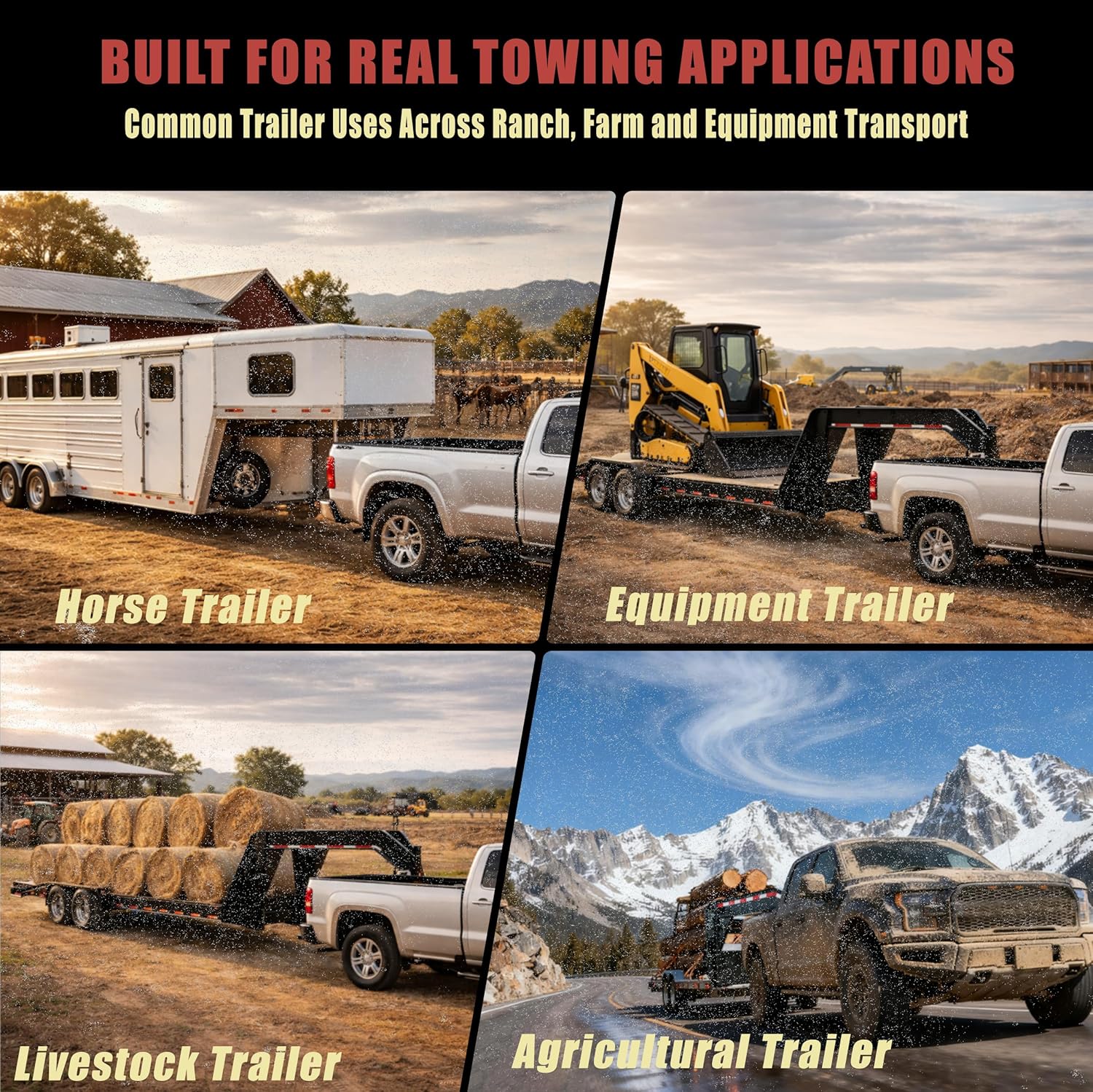 30K Adjustable 8" Offset Gooseneck Trailer Coupler with Remote Release Handle, 2-5/16" Ball, Heavy Duty Round Tube Coupler with Reinforced Gusset for Livestock, Horse & Equipment Trailers