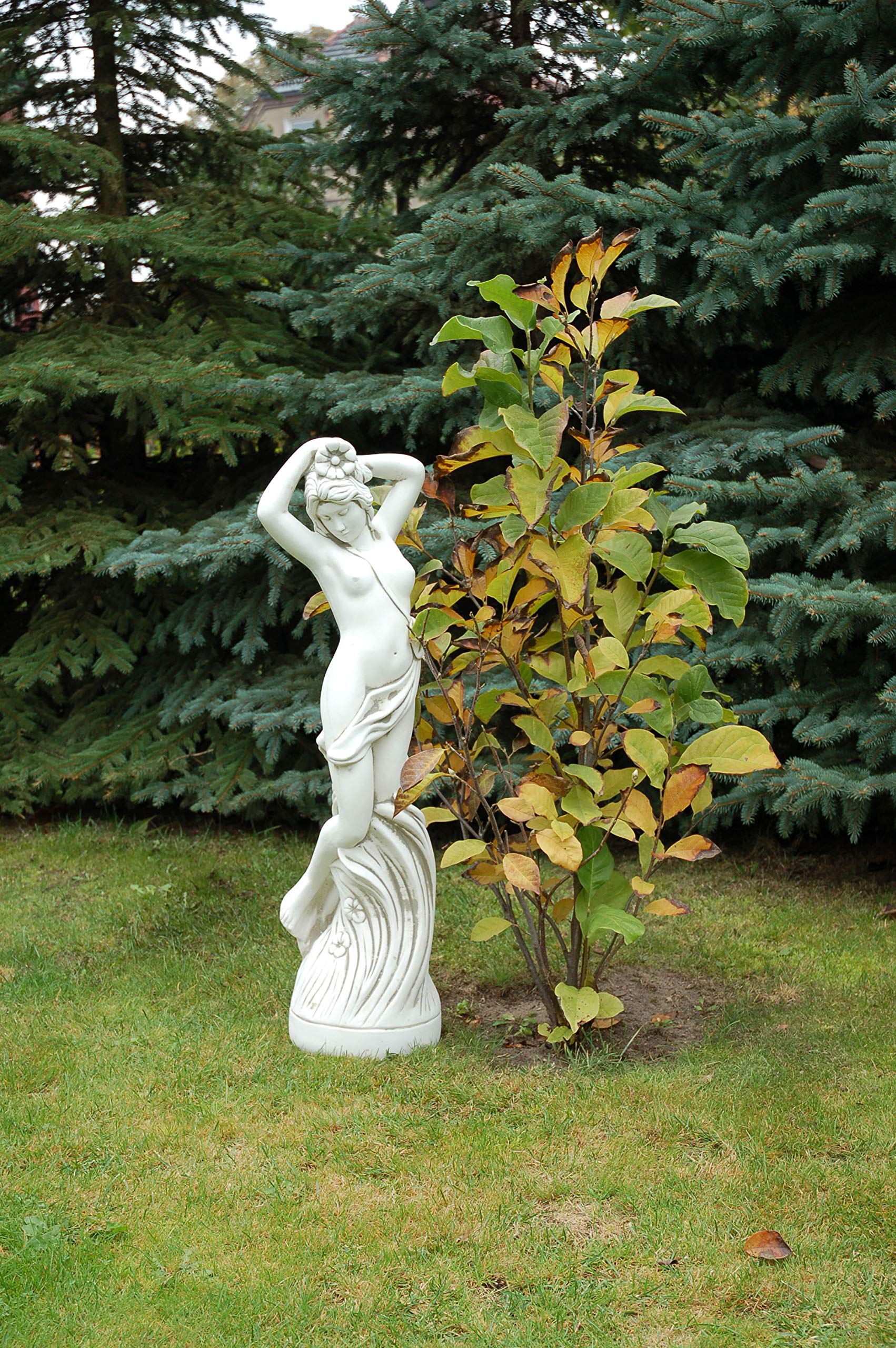 gartendekoparadies.de Erotische Frauen-Statue, Steinfigur, H. 84 cm, 28 kg, Grau, frostsicher aus Steinguss für Außenbereich