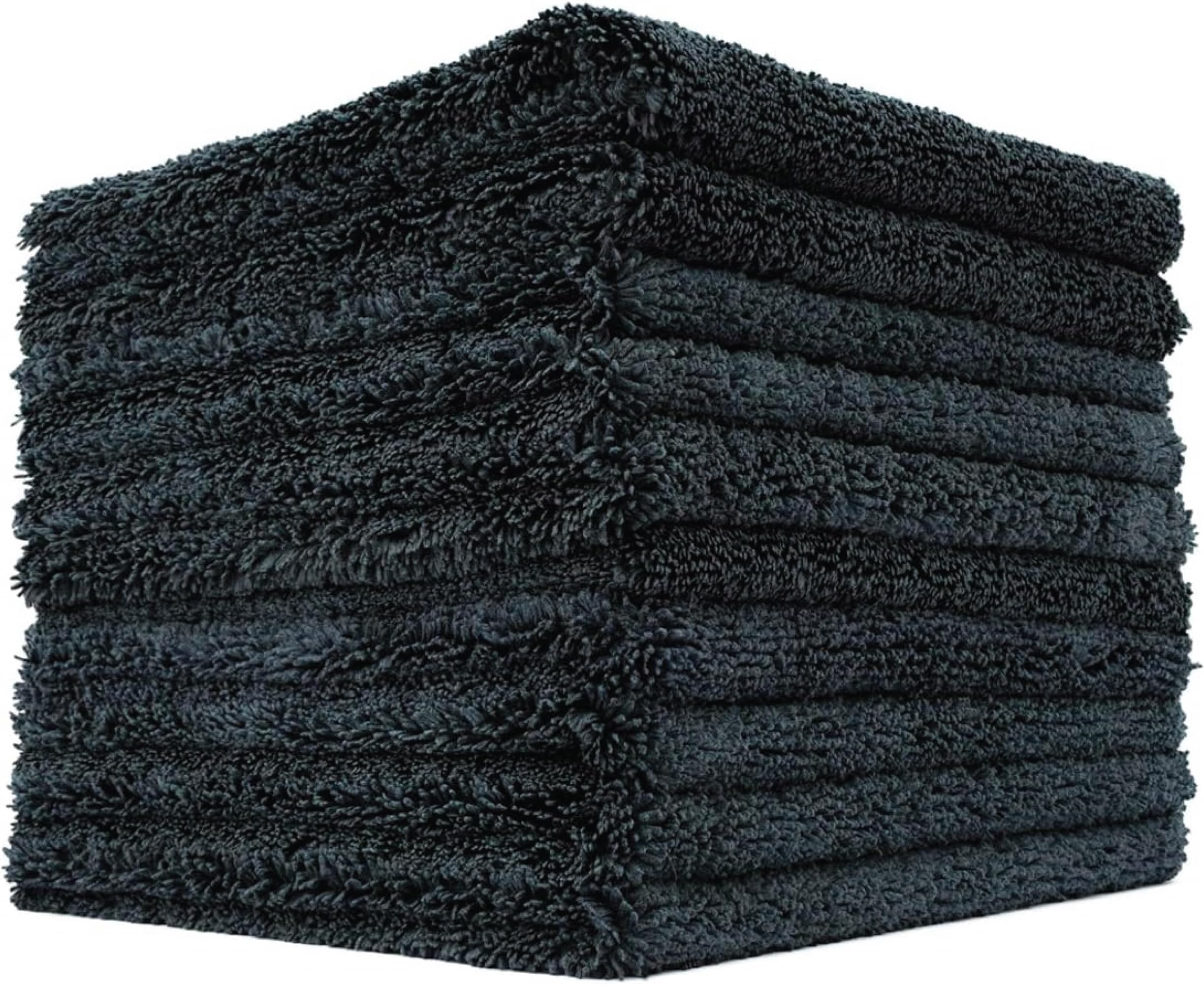Creature Edgeless Auto Detailing Towels (10-Pack) Professional 70/30 Blend, Dual-Pile Plush Microfiber, Buffing & Polishing, 420gsm, 16in x 16in, Black