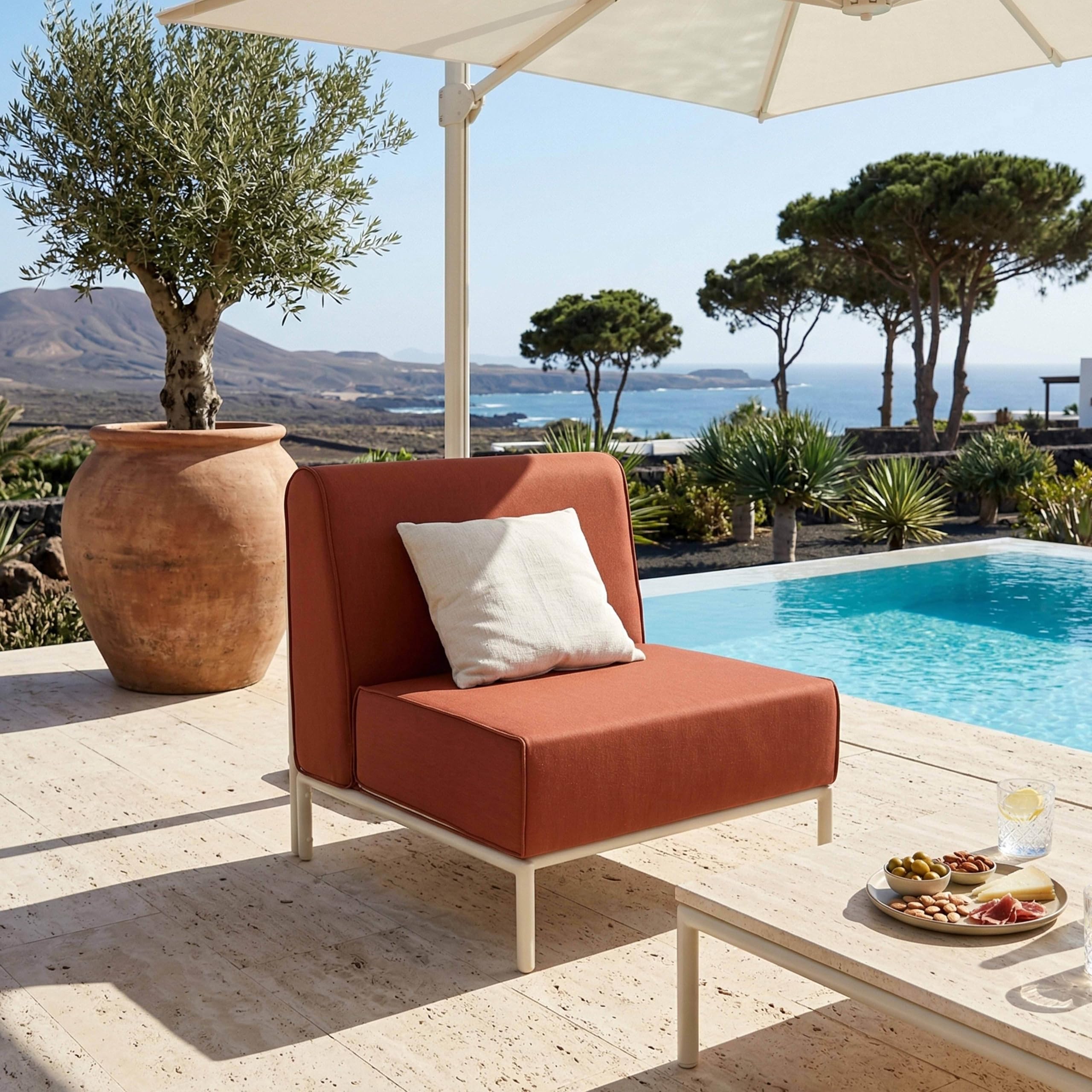 Oviala Salon de Jardin Bas modulable uni 3 Places Terracotta - Patio