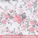 Lasoftan Set de confort de la Reine Florale avec draps, 7 pièce Literie vintage de luxe, Lit en microfibre douce dans un sac, Ensemble de lit léger Cozy, Feuille grise rose fleur