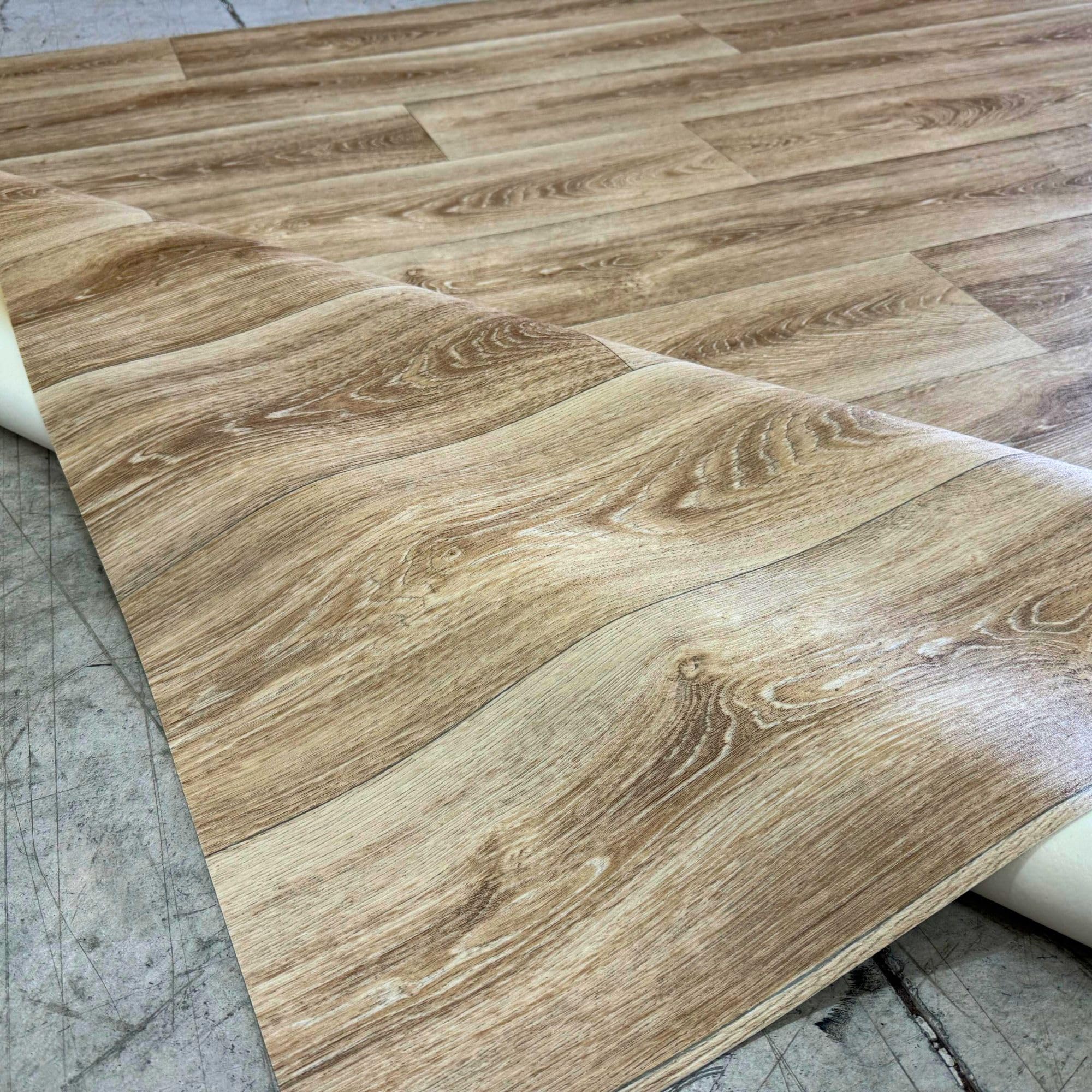Tappeto in vinile effetto legno parquet | antiscivolo e resistente, facile da pulire, uso interno o esterno, faggio naturale, varie misure