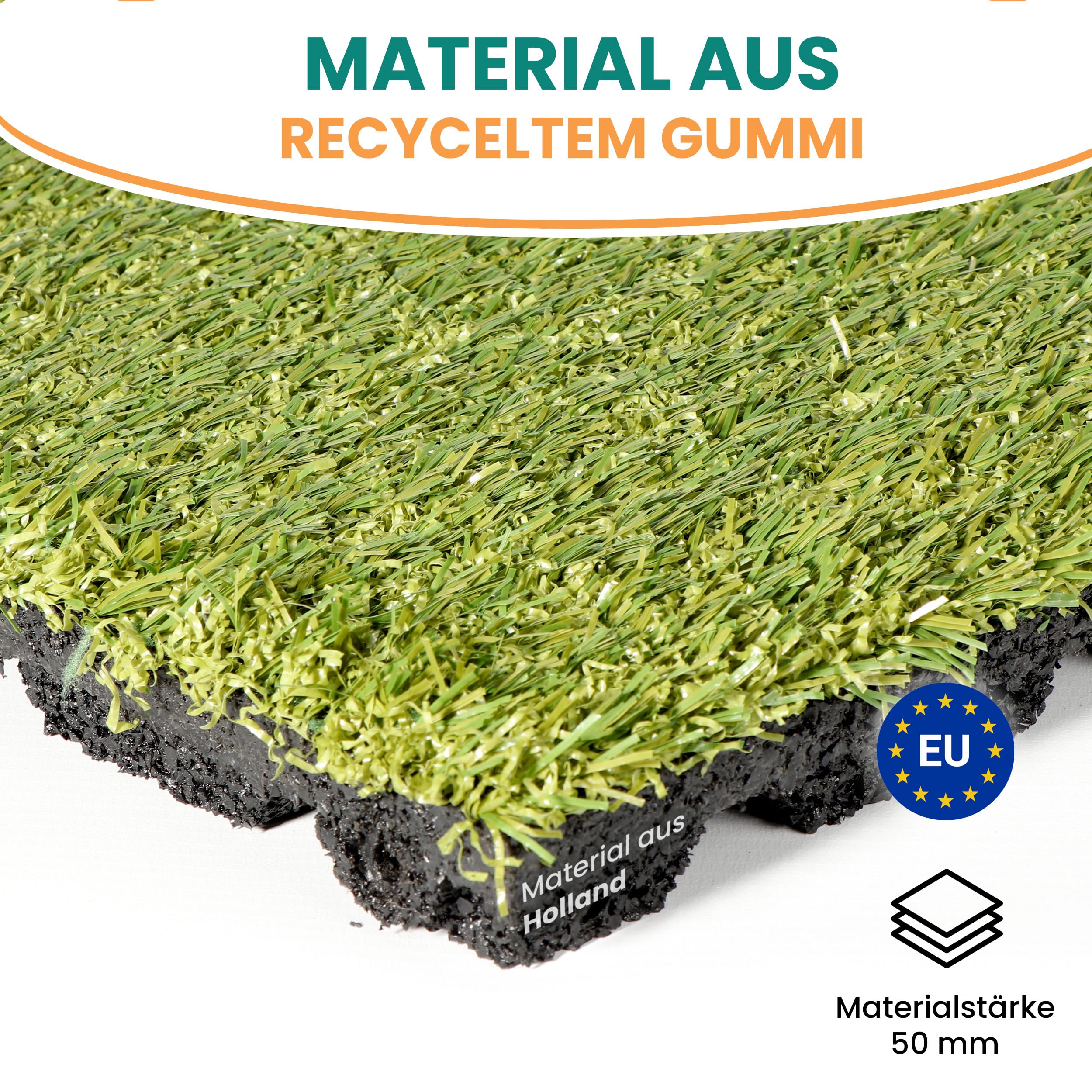 Gartenpirat Alfombrilla Anticaída con Césped Artificial 50x50 cm 50 mm – Seguridad Jardín Zona de Juegos – Antideslizante – Interior y Exterior