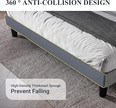 Allewie King Size Upholstered Platform Bed Frame with Wingback and Button Tufted Headboard for Reading, Strong Wood Slat Support, Modern Design, Easy Assembly, Light Grey