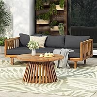 Christopher Knight Home Claremont 2-Piece Acacia Wood Patio Sofa Daybed & Coffee Table Set, Teak Dark Grey
