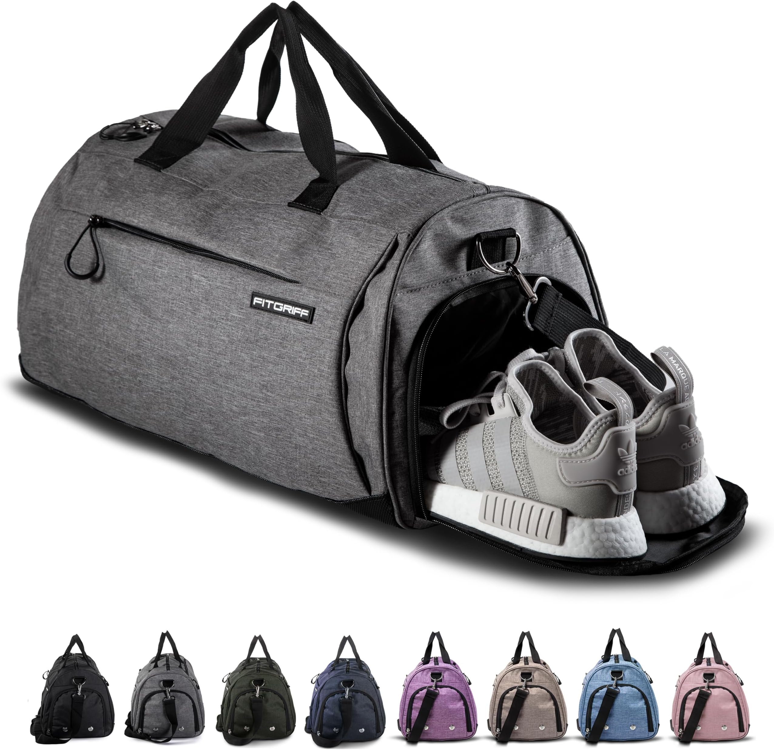 Fitgriff® Sports Gym Bag for Men and Women - with Shoe Compartment & Wet Pocket - Fitness Bag