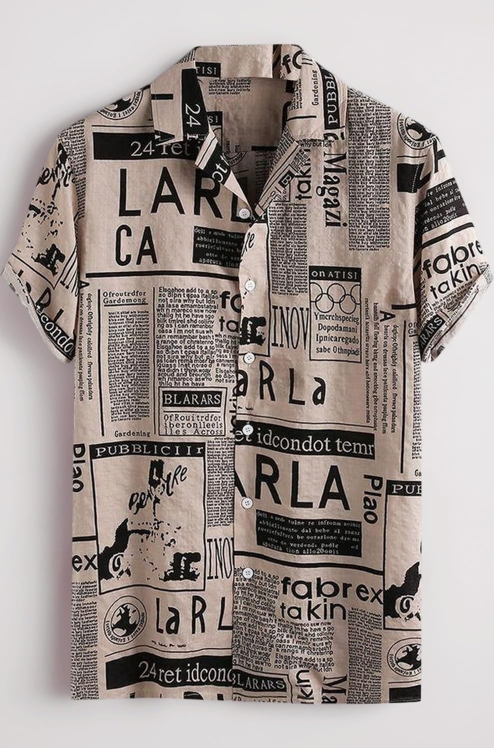 Men's Cotton Blend Stitched Printed Half Sleeve Regular Fit Shirt