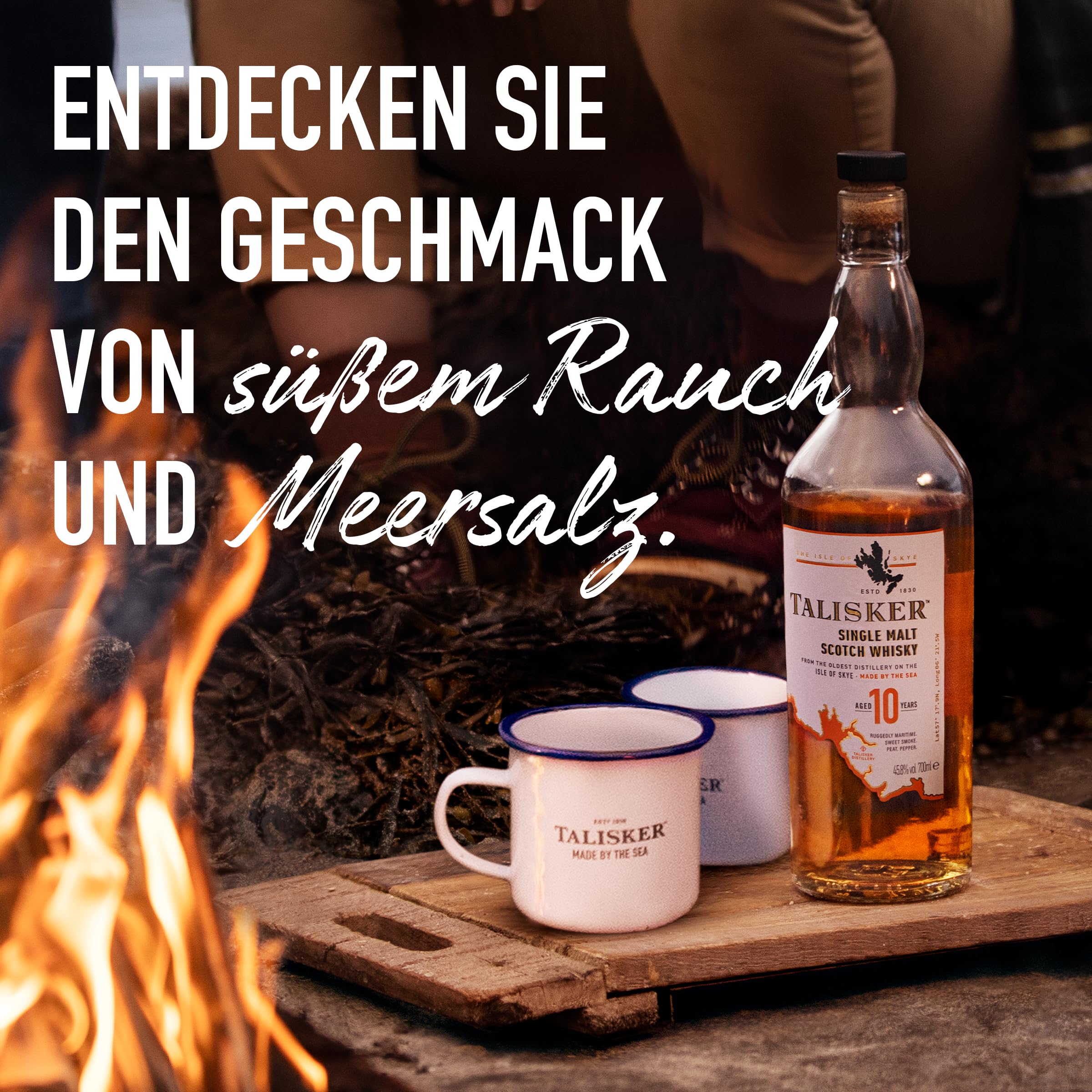 Talisker 10 Jahre, aromatischer Single Malt Scotch Whisky, mit Geschenkverpackung, handverlesen von der schottischen Insel Skye, 45,8% vol, 700ml Einzelflasche