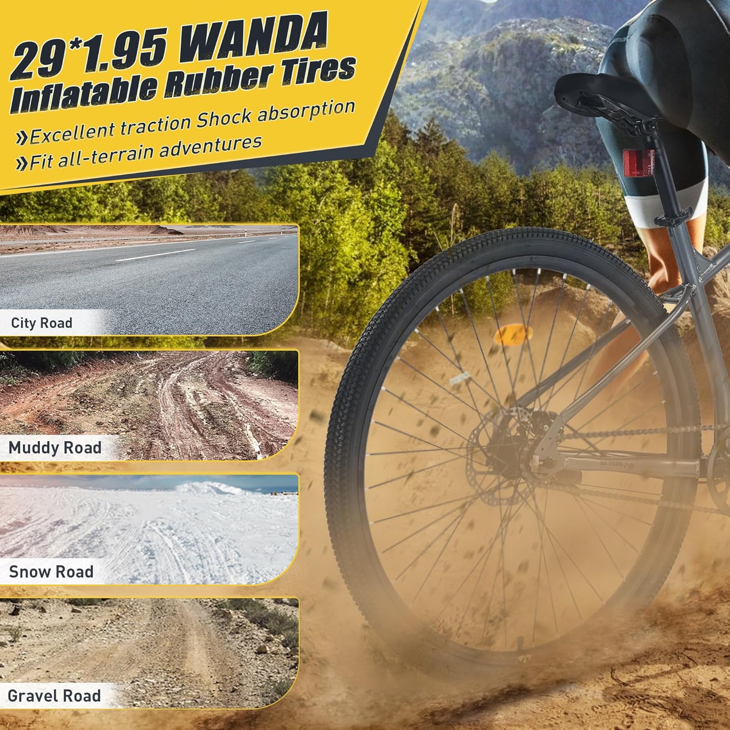 Mountain Bikes for Men&Women,Single Speeds 29 Inch Mountain Bicycles with Suspension Fork,Double Disc Brakes,17 Inch Steel Frame