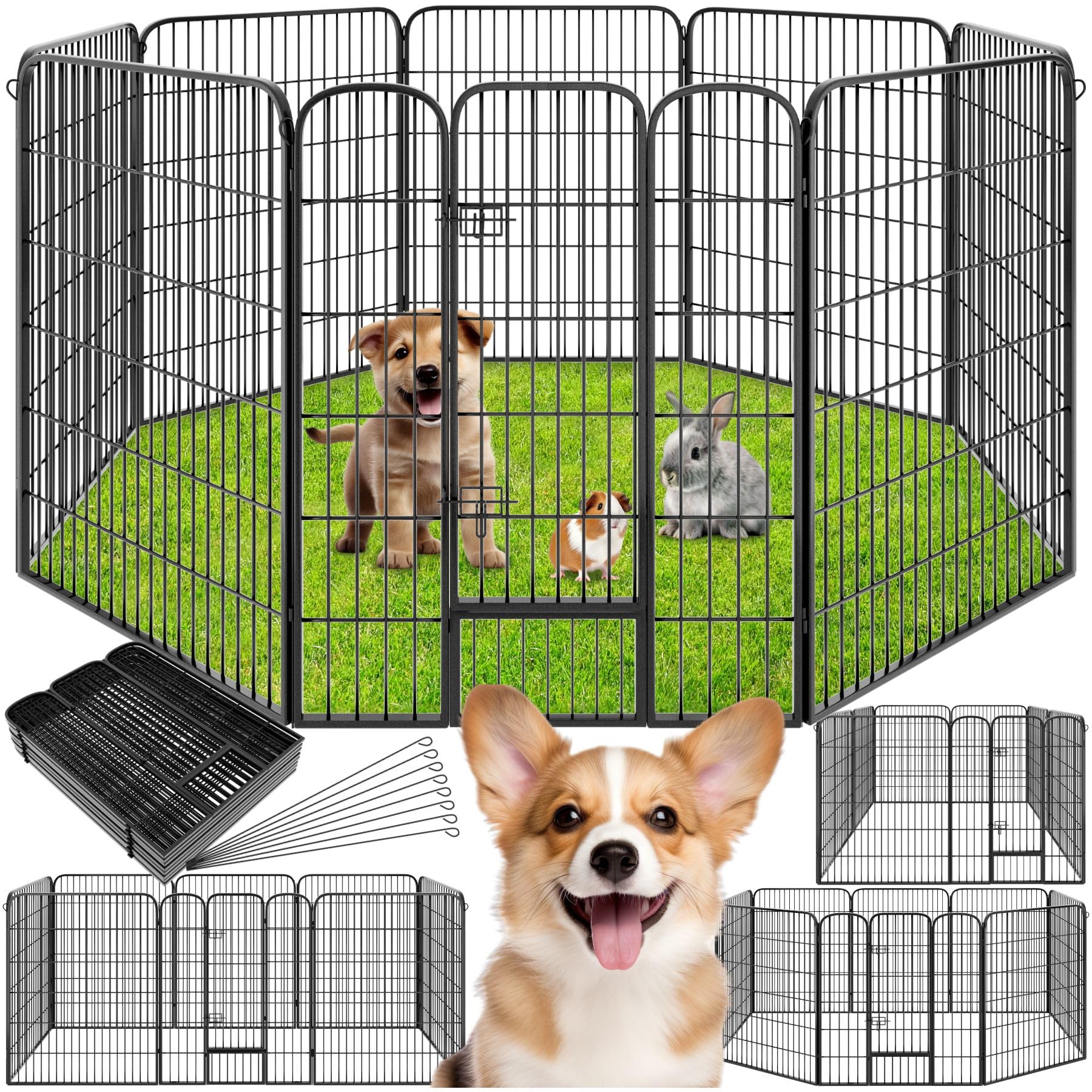 TecTake Parque para Mascotas Valla Libre Corriendo Jaula para Animales - Varios Modelos - (Altura de 100cm | no. 402501)