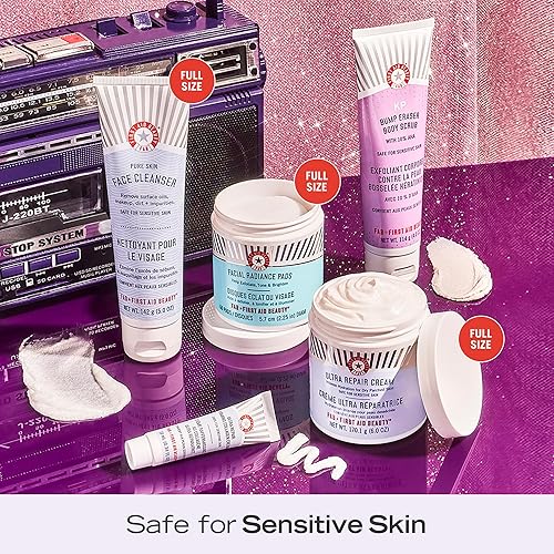 Miniatura 4 de First Aid Beauty Set de regalo FAB Skin at the Disco, soluciones eficaces de brillo y suavizado de pies a cabeza, seguro para pieles sensibles, 5