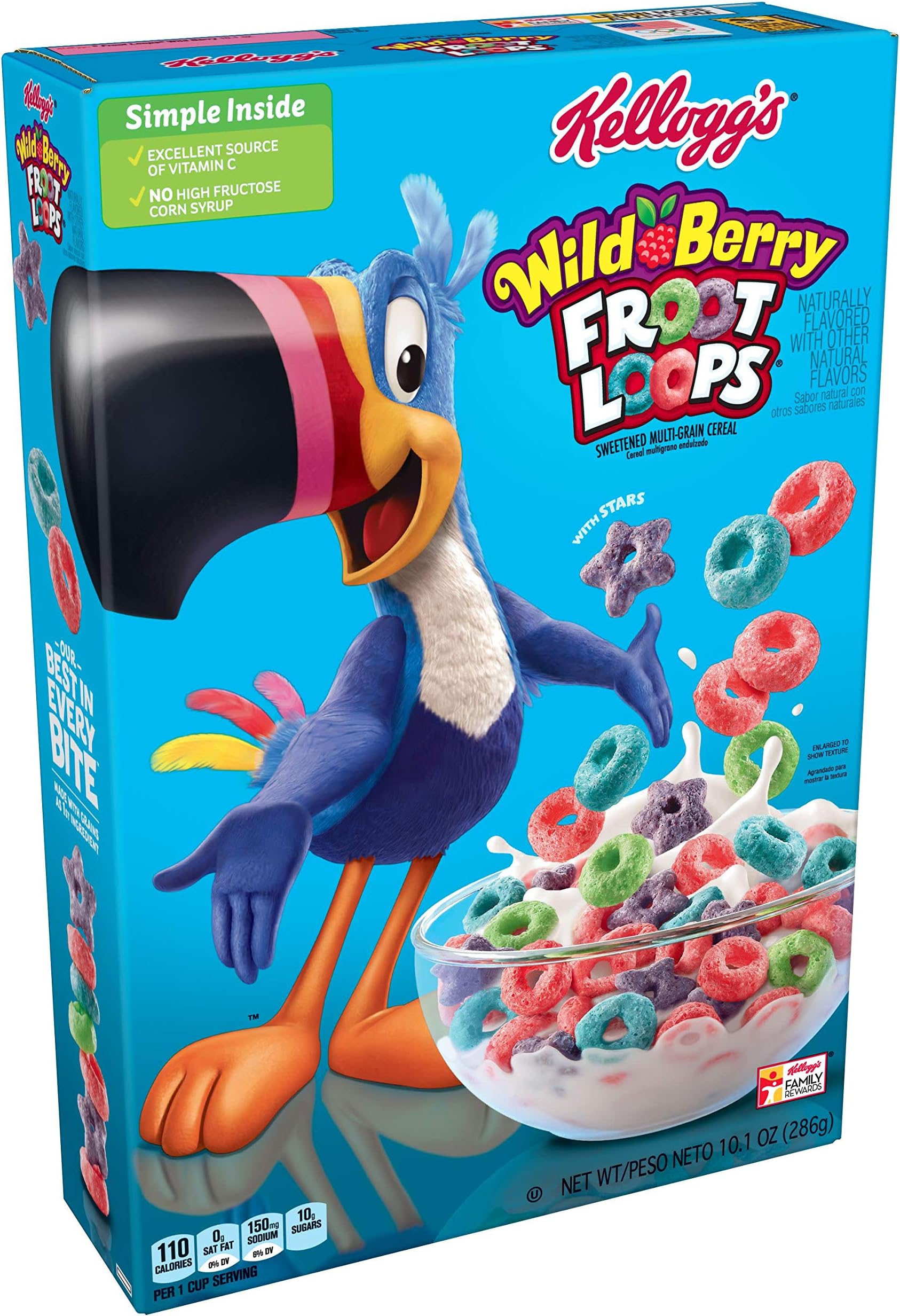 Kellogg’s Froot Loops, Breakfast Cereal, Wild Berry, Excellent Source of Vitamin C, 10.1oz Box