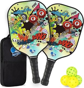 Carbon Fiber Pickleball Paddles Set of 2, USAPA Approved T700 Raw Carbon Face, Lightweight 7.5oz Honeycomb Core Pickle Ball Rackets, High Spin, Includes 4 Balls & Portable Bag