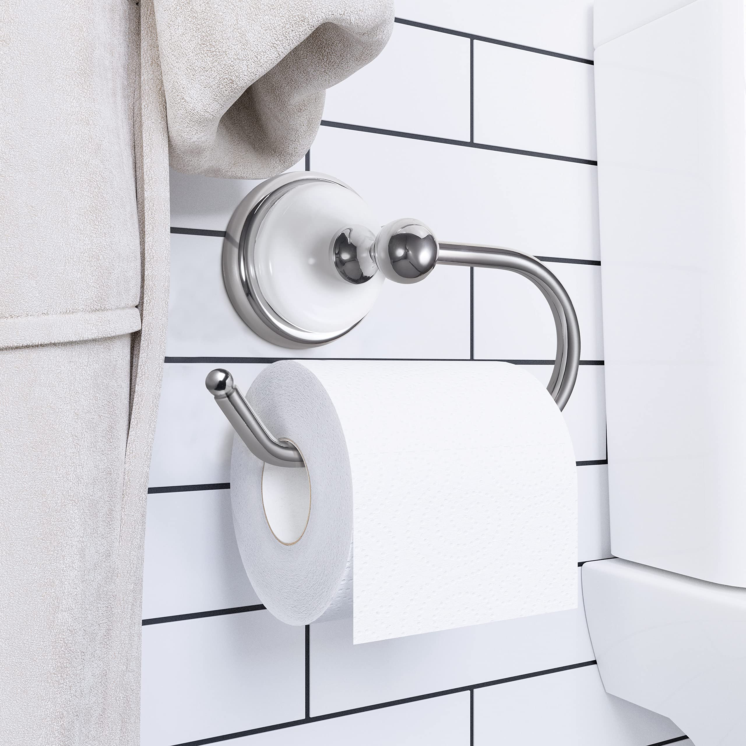 Design House Savannah Toilet Paper Holder, Polished Chrome, White — Amazon image 7