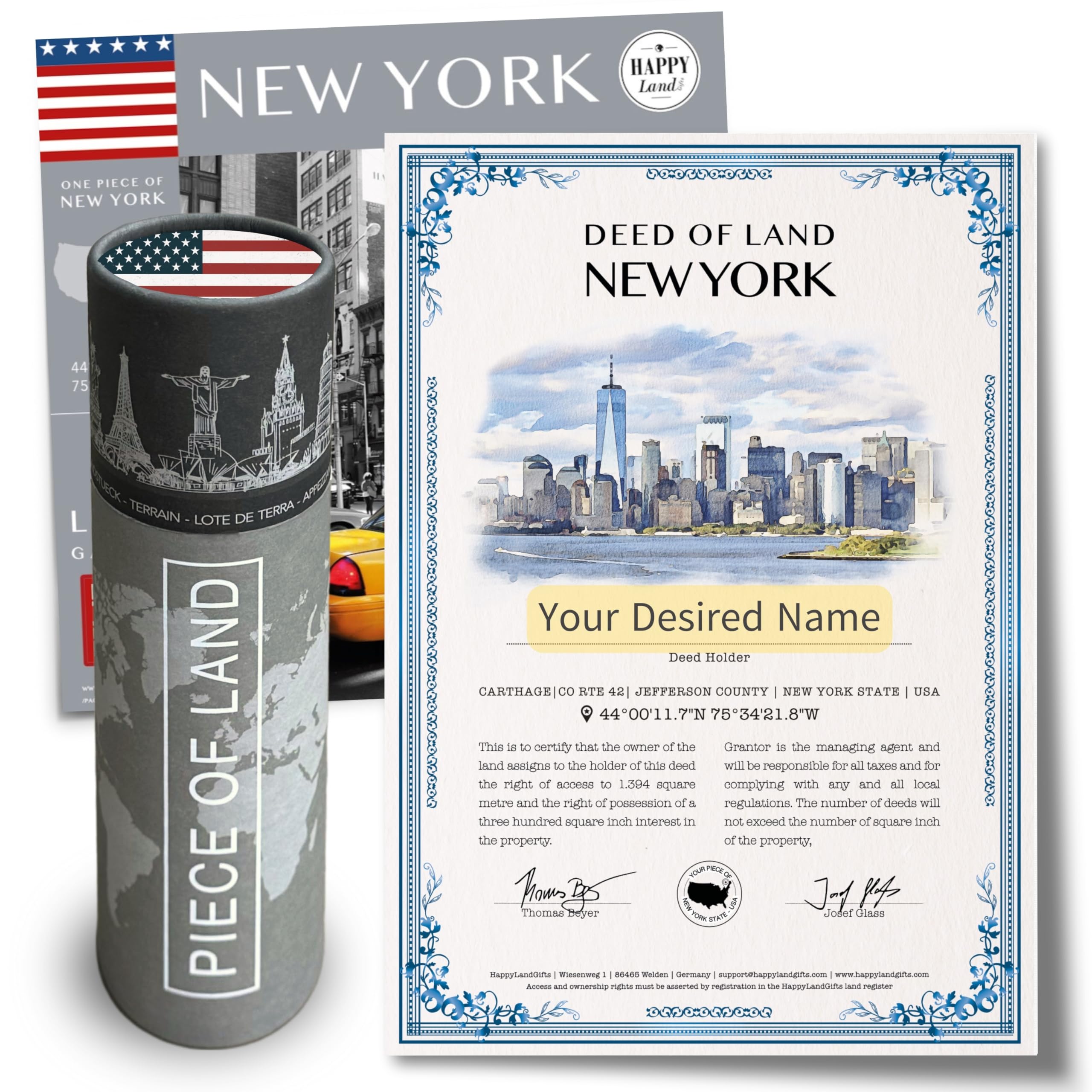 New York Premium Gifts for Women an Men | Real Piece of New York | Highly Unique New York Themed Gifts | Personalised Certificate | USA Gift Ideas | New York Christmas Gifts